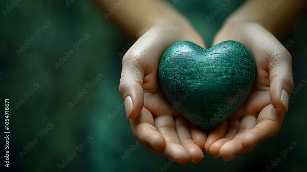 Aufkleber compassionate hands holding heart symbol representing commitment and care for national public health
