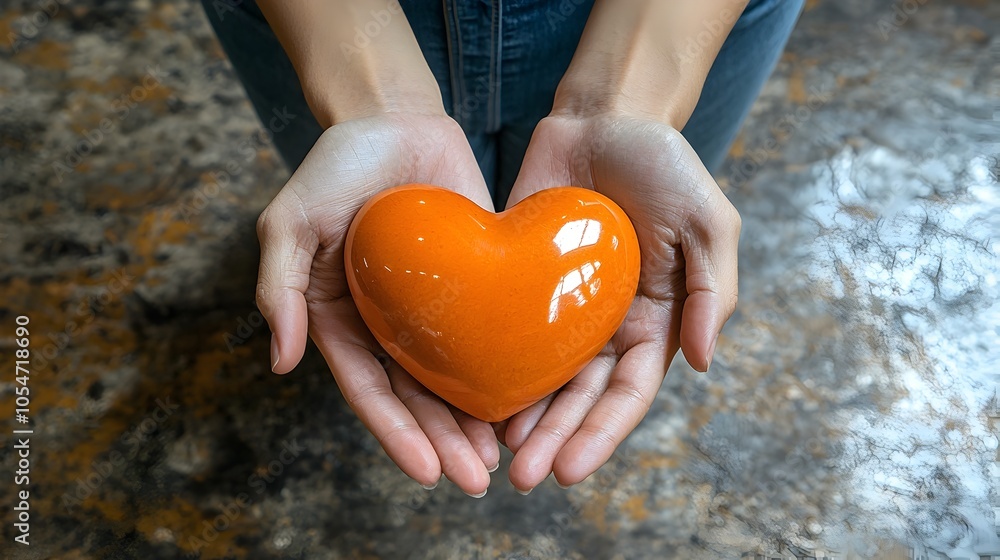 Aufkleber hands holding heart shaped symbol representing compassion care and commitment to improving public he