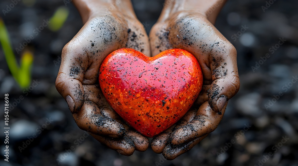 Aufkleber Compassionate hands gently holding a heart symbol representing a commitment to national public health community welfare and overall well being  This image conveys a message of care support