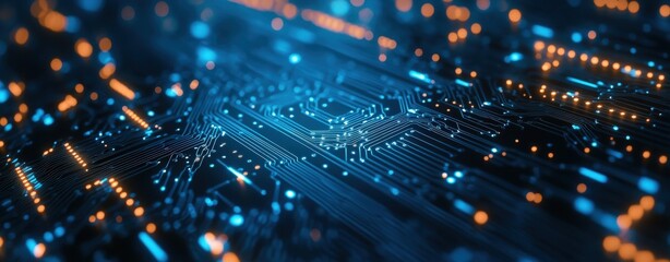 Fototapeta premium Abstract Circuit Board with Glowing Lights