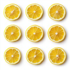 Fresh Lemon Slices on a White Background