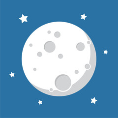 Moon in flat design style. Simple vector illustration.