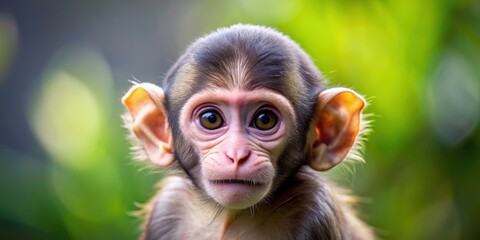 Fototapeta premium Playful small monkey mischief maker, monkey, primate, cute, funny, mischievous, pet, wild, animal, playful, small, jungle