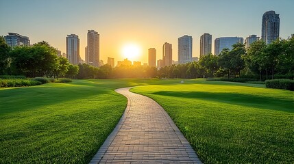 Vibrant cityscape celebrating World Urbanism Day showcasing a modern metropolitan skyline with sustainable high rise buildings lush green parks