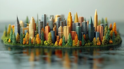 Aerial view of a well planned and eco friendly city showcasing modern architecture efficient transportation systems and harmonious of nature and urban elements for a sustainable future