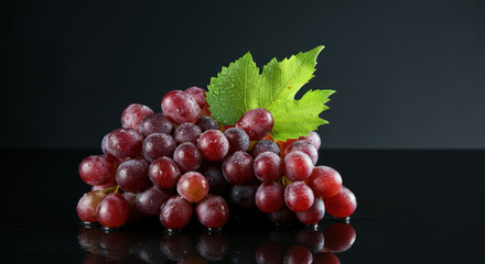 Obraz premium Pack of fresh grapes, water sprayed, isolated element in white background
