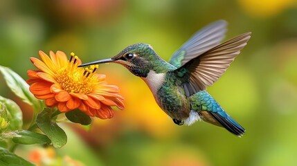 Fototapeta premium Hummingbird Feeding on Flower