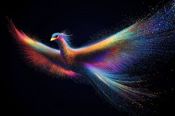 Colorful abstract particle birds