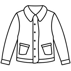 A winter jacket line art vector illustration on white background.