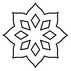 A traditional floral mandala line art vector illustration on white background.