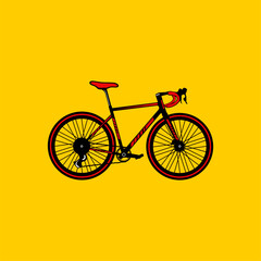 Fototapeta premium red and black racing bike side view vector line art