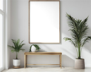 Mock up poster or photo frame on the wall with minimalist room part 25