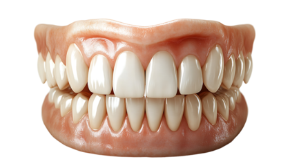 Smiling Mouth with Perfect White Teeth on White Background