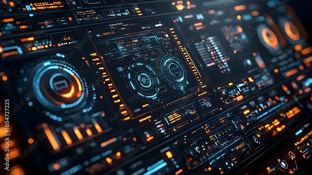 Poster Futuristic interactive network security dashboard displaying advanced encrypted protocols signals and data protection technologies  Showcasing the latest innovations in cybersecurity infrastructure