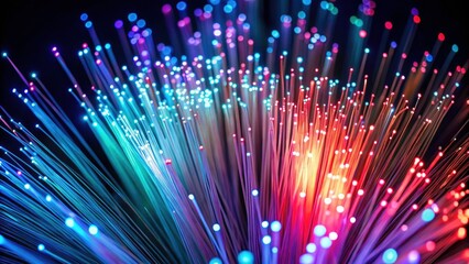 Illuminated Fiber Optic Strands: The Future of Communication in Minimalist Design with High-Tech Aesthetics, Vibrant Colors, and Abstract Patterns for Modern Visual Narratives