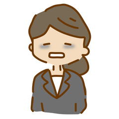 目の下にクマができているゆるくて可愛いスーツの女性