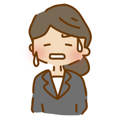 汗をかいて困っているゆるくて可愛いスーツの女性