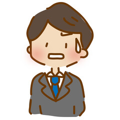 怪訝そうな顔をしたゆるくて可愛いスーツの男性
