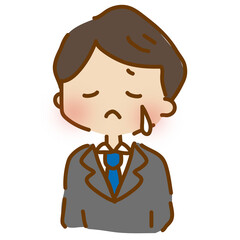 泣くゆるくて可愛いスーツの男性