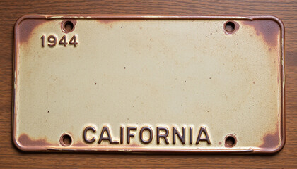 A license old plate antique vintage 1944 california with background