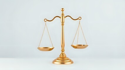 Golden Balance Scale on Grey Background