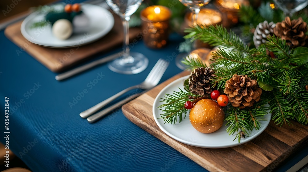 Aufkleber Overhead shot of a cozy white dining room with a simple tasteful table decor and subtle tones creating a warm and welcoming space for a relaxing meal or gathering