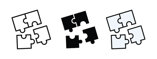 Three puzzle piece icons with one piece missing, Puzzle piece icon