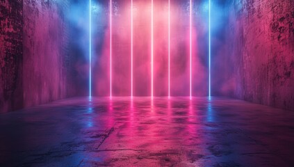 Obraz premium Neon Lights in Empty Room