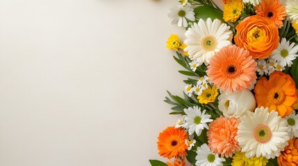 Bright and cozy living space with a round ottoman fresh flowers and a blank poster frame creating a warm and inviting atmosphere for relaxation and comfort