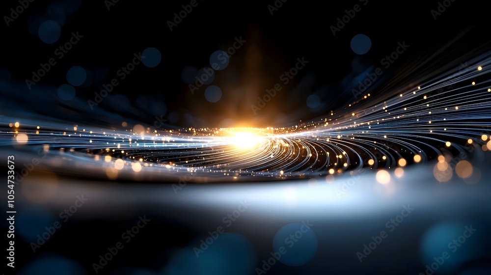Aufkleber Futuristic digital scene featuring a complex network of interconnected lines nodes and dynamic flow emphasizing scientific concepts and technological innovation  The abstract