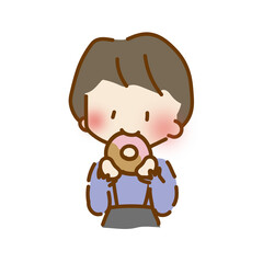 ドーナツを食べるゆるくて可愛い女の子