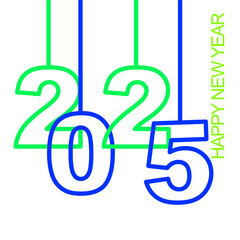 Happy New year 2025 vector illustration eps green blue hanging 