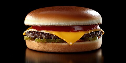 a hamburger with cheese and lete