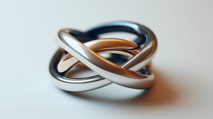 Fototapeta premium 3D render of interlocking rings in a minimalist design
