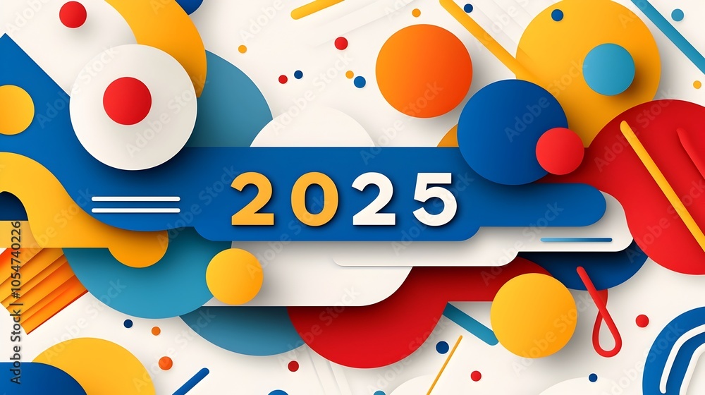 Poster a minimalist and elegant 2025 new year scene featuring a sleek serif styled 2025 number design surro