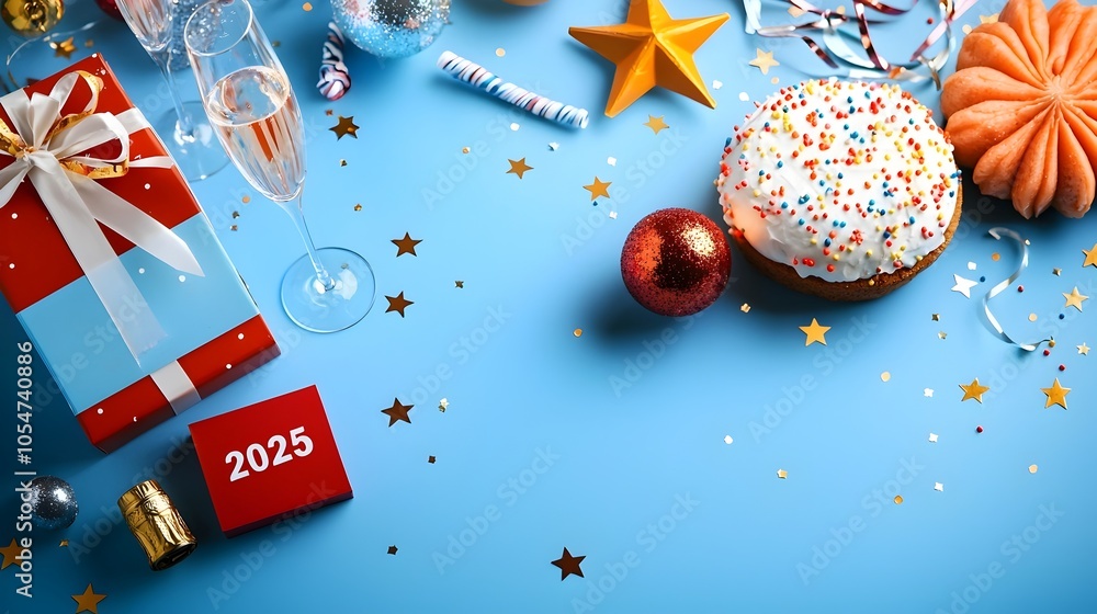 Aufkleber sophisticated 2025 design in a clean geometric font accentuated by subtle line art of celebratory el