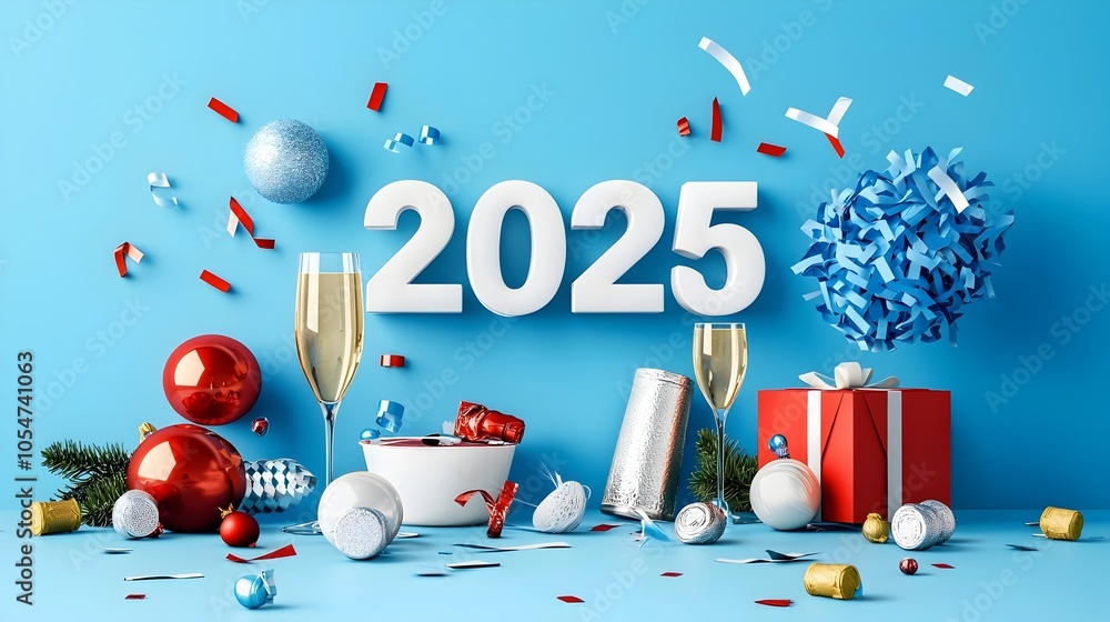 Leinwandbilder elegant and modern design featuring the year 2025 in a geometric font complemented by minimalist lin