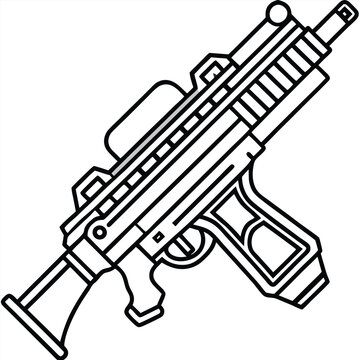 recommend clip art: Weapons line art vector illustration Isolated white background.