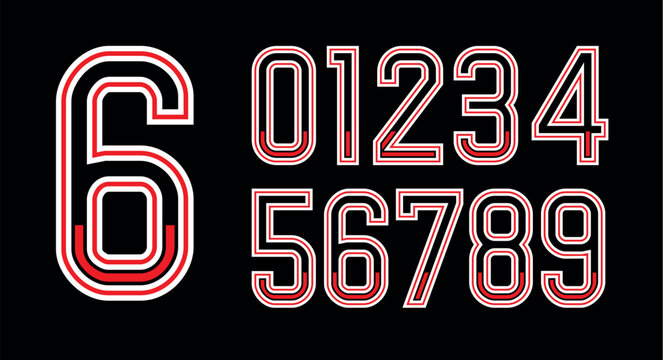 Jersey number and jersey number typography vector