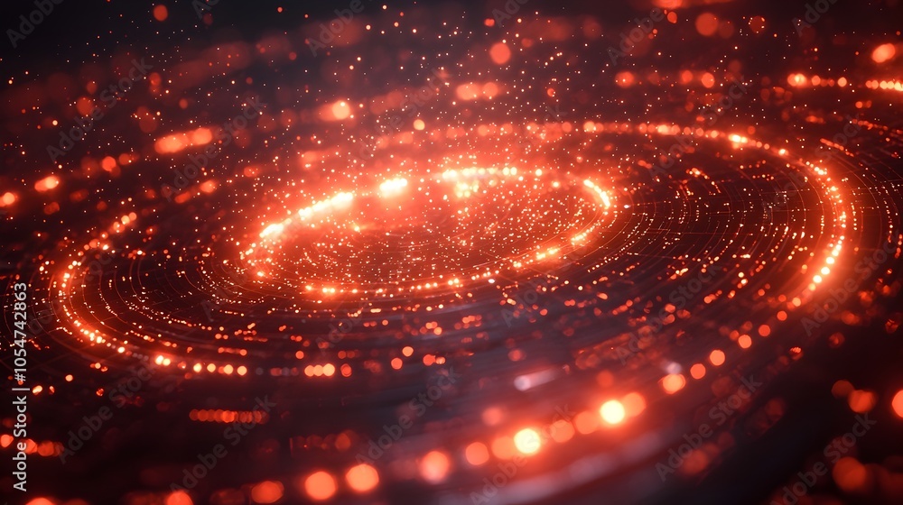 Aufkleber A creative 3D tech circle with glowing digital connections and data flows set against a dark backdrop representing the future of big data advanced technology and digital transformation