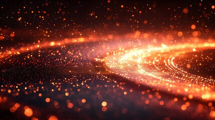 Creative technology circle with glowing data streams and complex digital connections set against a dark backdrop symbolizing big data in 3D rendering