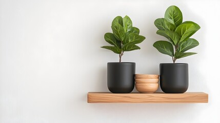 Bright and airy modern kitchen interior with a bar counter built in sink and open shelves displaying cookware and tableware for a contemporary home style