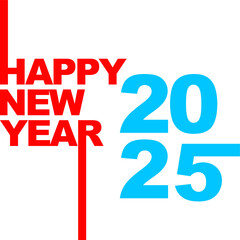 Happy New Year 2025 vector illustration eps red blue 