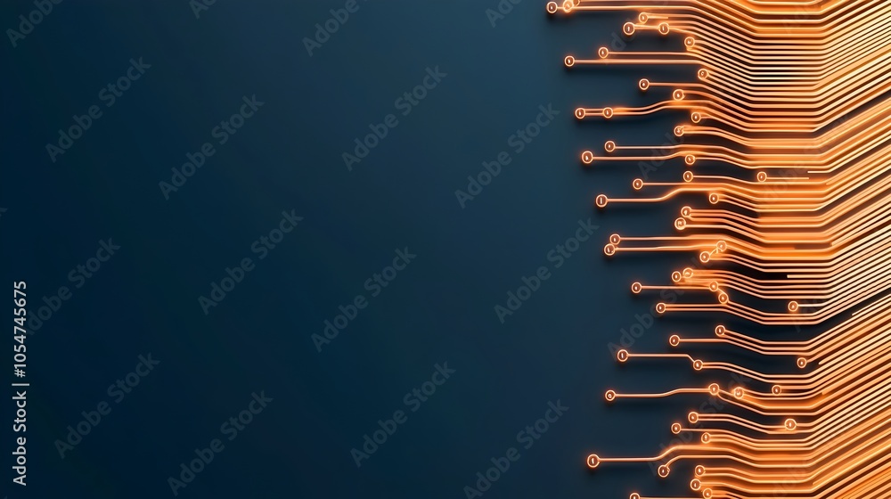Poster Glowing Digital Circuit Board with Encrypted Data Symbols Showcasing Processes and Data Protection Technology  Futuristic Abstract of Digital Transformation and Cybersecurity