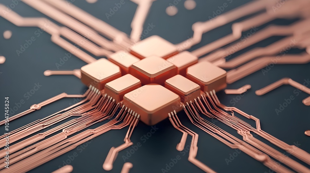 Aufkleber Futuristic digital interface with interconnected data nodes and circuits representing intelligence processes and secure information transfer technology