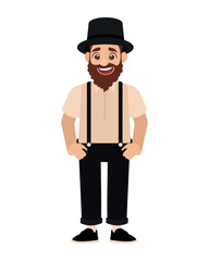 amish adult man with hat
