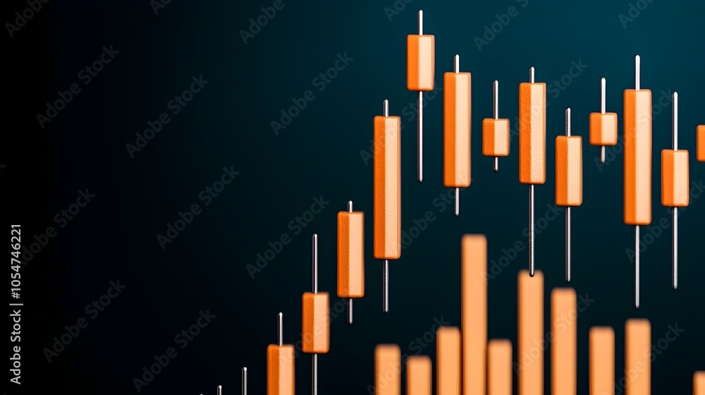 Fototapete Upward arrows and a financial graph displaying steady growth on an abstract blue background symbolizing the success and progress of the market and business ventures