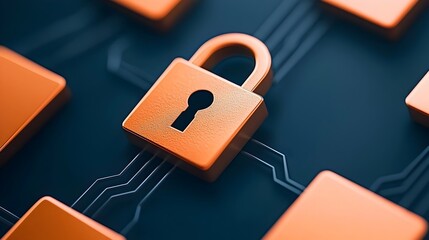 Visually striking abstract background featuring neural pathways secure data transfer symbols and futuristic encryption graphics   ideal for representing digital processes information technology