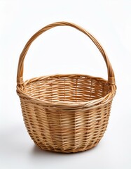 Empty woven basket on white