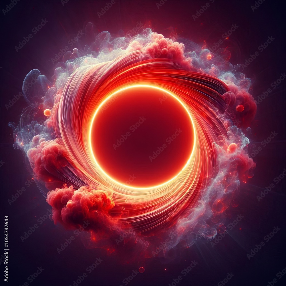 Poster bright starry background with red blue circular glow and space for text in dark cosmic design